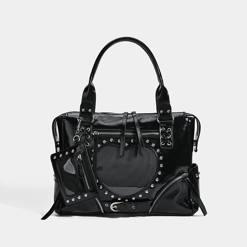 Punk Leopard Print Rivet Motor - огляд і ціна Bucket Bag Suede