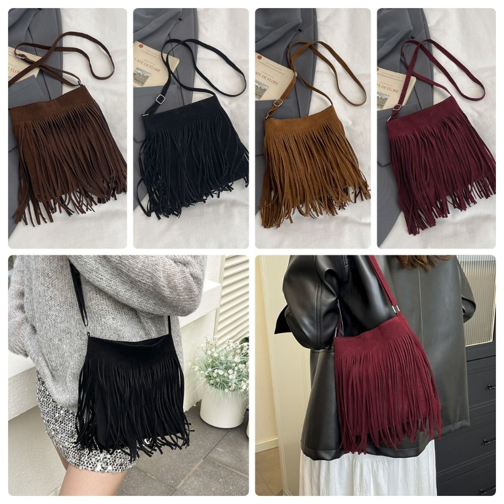 Vintage Suede Fringe Crossbody - огляд і ціна Bucket Bag Suede