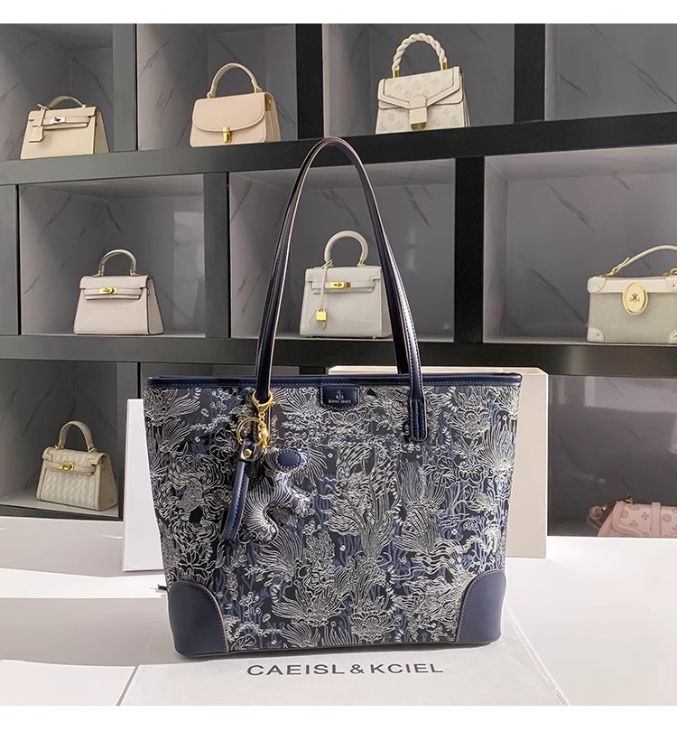 Large Capacity Blue Color Embr - огляд і ціна Bucket Bag Suede