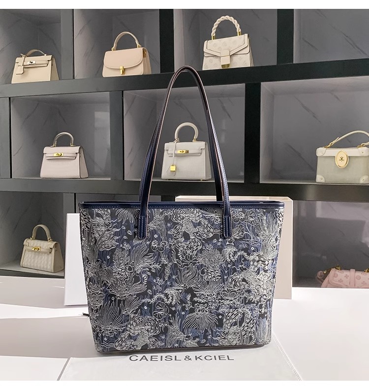 Large Capacity Blue Color Embr - огляд і ціна Bucket Bag Suede
