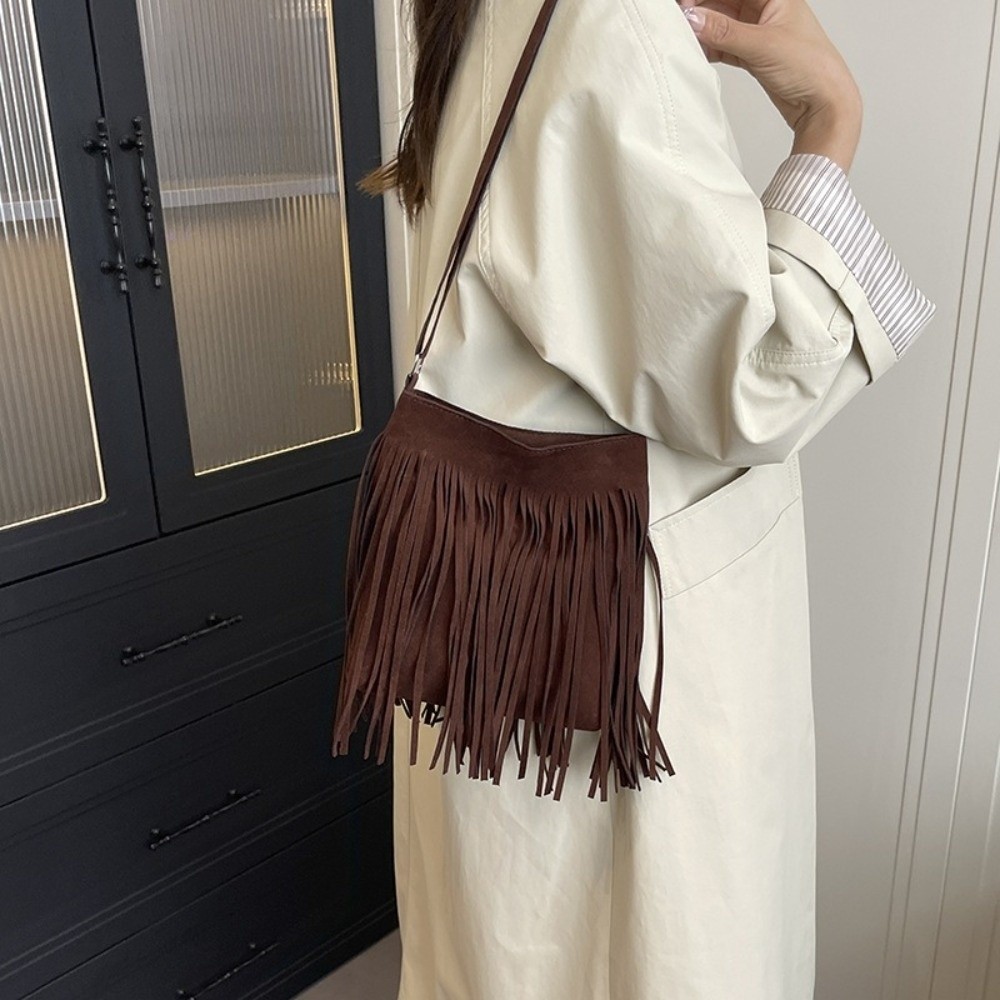 Vintage Suede Fringe Crossbody - огляд і ціна Bucket Bag Suede